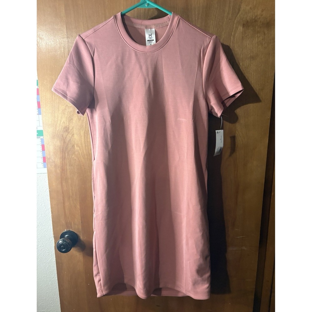 Member's Mark Pink Solid Knit T-Shirt Dress Crew Neck Short Sleeve XS (7-188)
